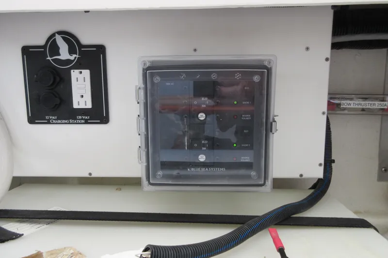 Swell Yacht Photos Pics Electrical panel and charging station on 2020 Back Cove 34O boat.