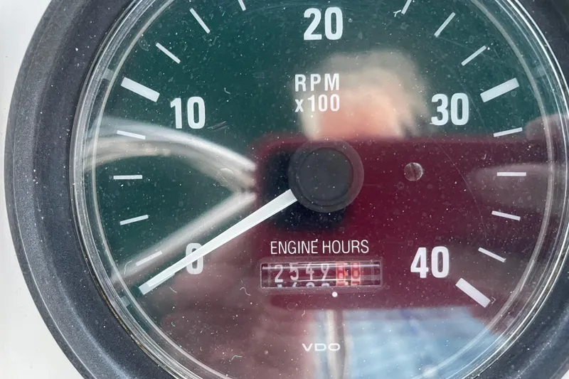 Mary Jean Too Yacht Photos Pics Close-up of Mainship 430 Trawler 2003 tachometer showing engine hours.