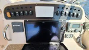  Yacht Photos Pics Control panel of 2013 Grady-White Freedom 307 boat with navigation equipment.