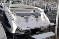 2016 Cobalt 24 boat in storage, featuring a sleek design and comfortable seating.
