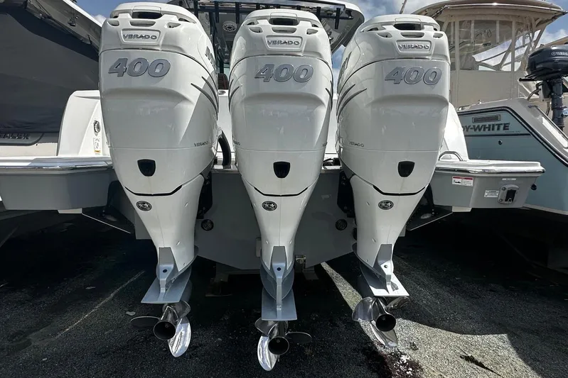  Yacht Photos Pics Triple Mercury Verado 400 engines on a 2022 Bertram 39 CC boat.