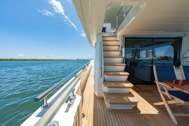 Aboat Time Yacht Photos Pics Stairs to Flybridge