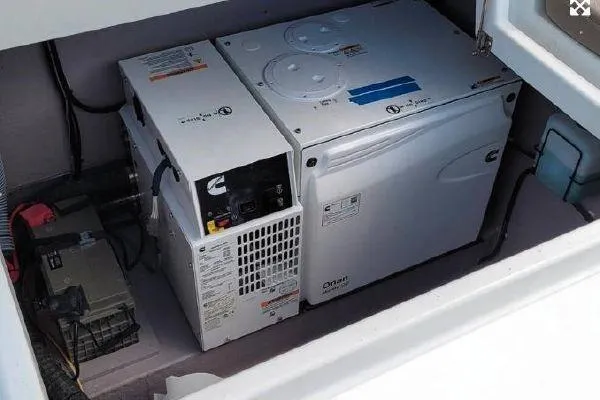 Mirabella Yacht Photos Pics Generator compartment in 2022 Bali 4.2 yacht, featuring Cummins Onan equipment.