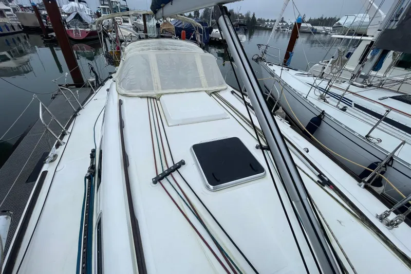 New Journey Yacht Photos Pics 2005 Dufour 40 Performance sailboat docked at marina, showcasing deck and rigging.