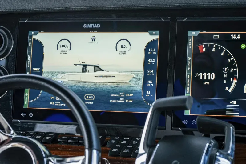 Yacht Photos Pics Dashboard of 2024 Wiszniewski Yachts W43 with navigation and engine displays.