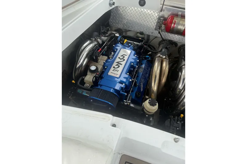  Yacht Photos Pics 2007 Cobalt 343 engine compartment featuring a Mercury 525 EFI engine.
