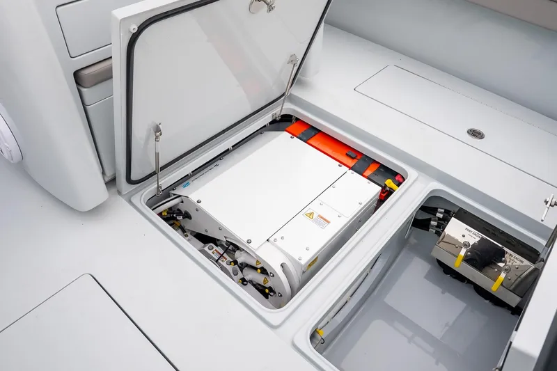  Yacht Photos Pics 2023 Valhalla Boatworks V-33 engine compartment with advanced equipment.