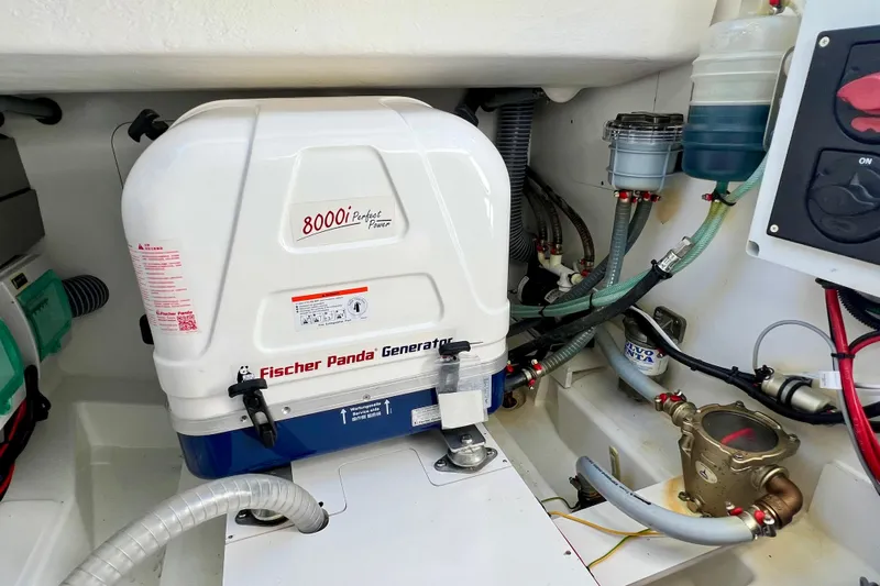  Yacht Photos Pics Engine room of 2024 Beneteau Antares 11 with Fischer Panda 8000i generator.