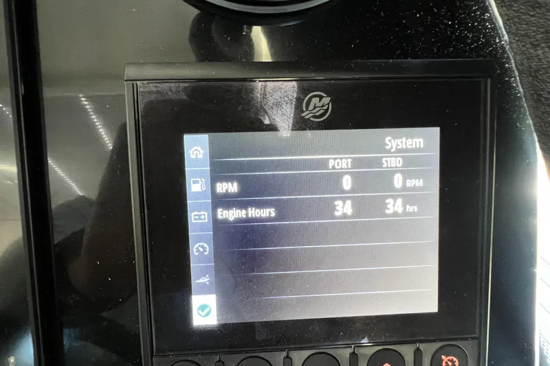  Yacht Photos Pics Display screen of 2024 Beneteau Antares 11 showing engine hours and RPM.