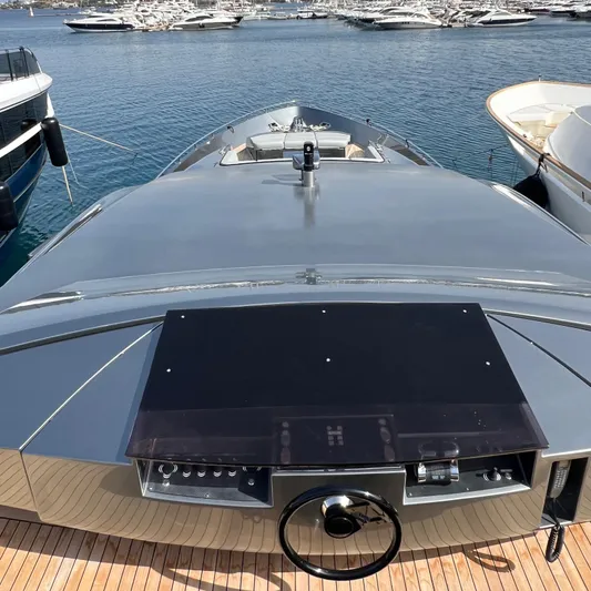  Yacht Photos Pics Luxury Pershing 92 yacht, 2012 model, docked with sleek design and ocean view.