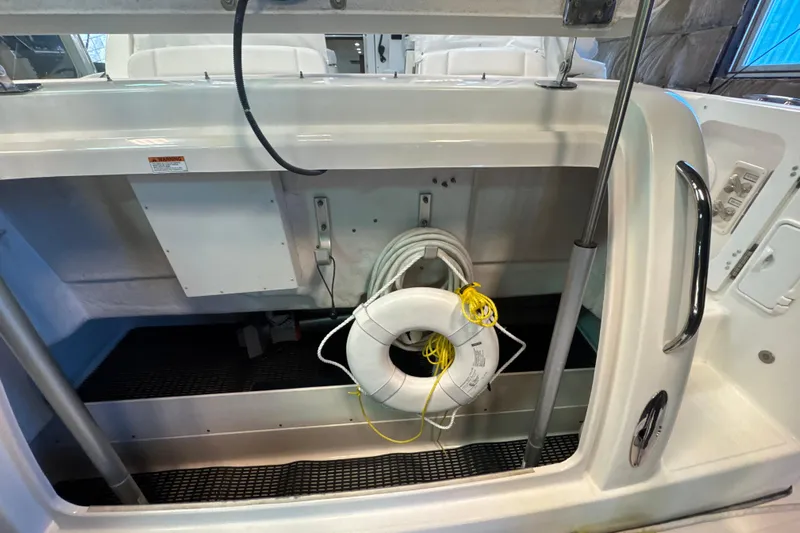 Blue Sky Yacht Photos Pics 2006 Tiara Yachts 3600 Sovran storage compartment with life ring and rope.