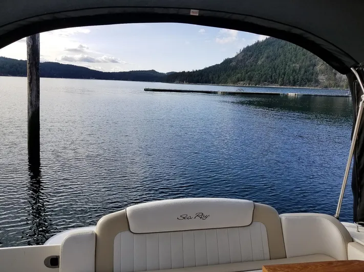 St Babyn Yacht Photos Pics 2012 Sea Ray Sundancer 310 boat interior with scenic lake view.