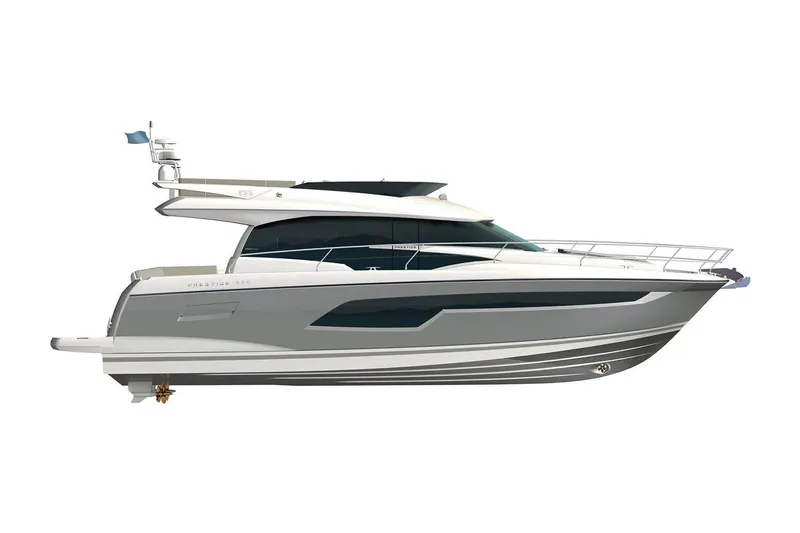  Yacht Photos Pics Manufacturer Provided Image: 2023 Prestige 520 luxury yacht side view.