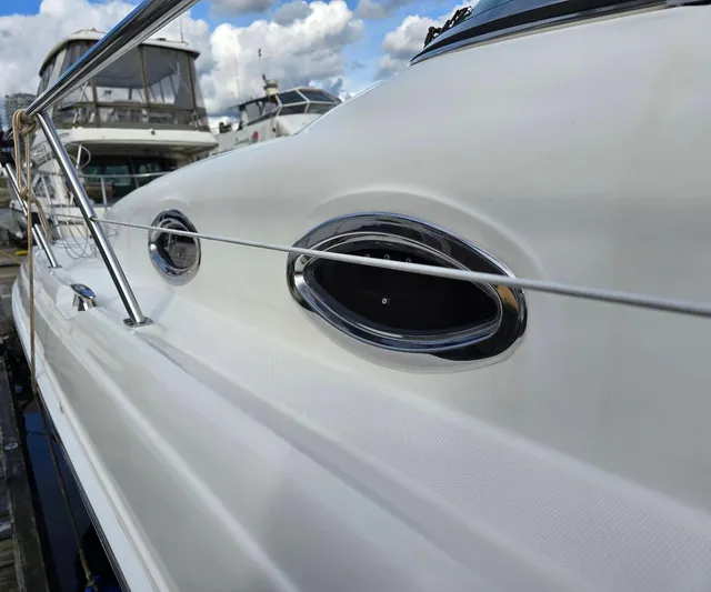  Yacht Photos Pics 2004 Sea Ray 360 Sundancer yacht with sleek design and chrome accents at a marina.