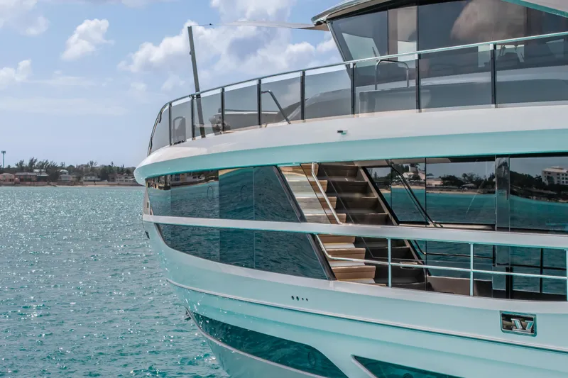 Gemini Yacht Photos Pics Luxury Princess X95 yacht on serene blue waters, 2023 model.