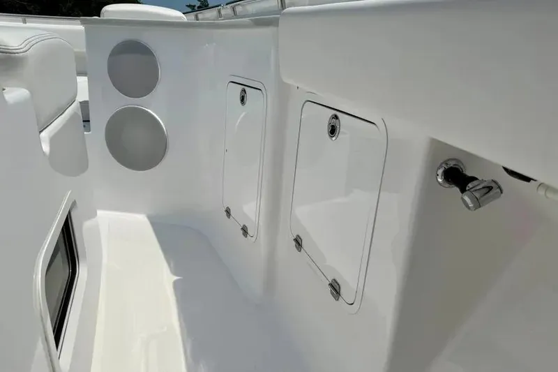  Yacht Photos Pics 2025 HCB 48 Campeon boat interior with storage compartments and sleek design.