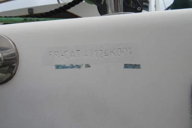 Pippin Yacht Photos Pics Hull identification number on a 2001 Catana 471 sailboat.