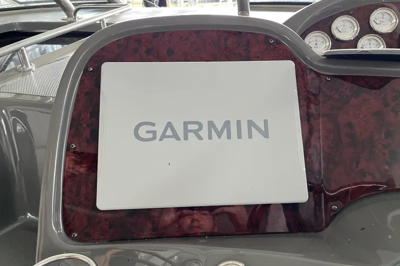 River Dancer Yacht Photos Pics Garmin navigation system on 2007 Regal 3760 IB Commodore boat dashboard.