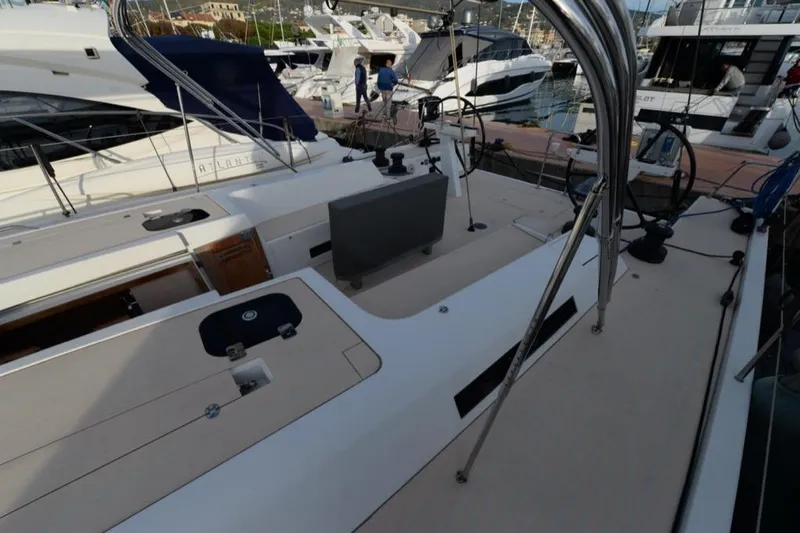  Yacht Photos Pics Luxury Solaris 50 yacht, 2019 model, docked in a marina with sleek design features.