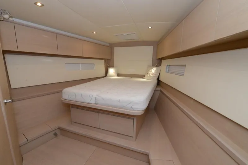  Yacht Photos Pics Luxurious interior cabin of a 2019 Solaris 50 yacht with modern design.