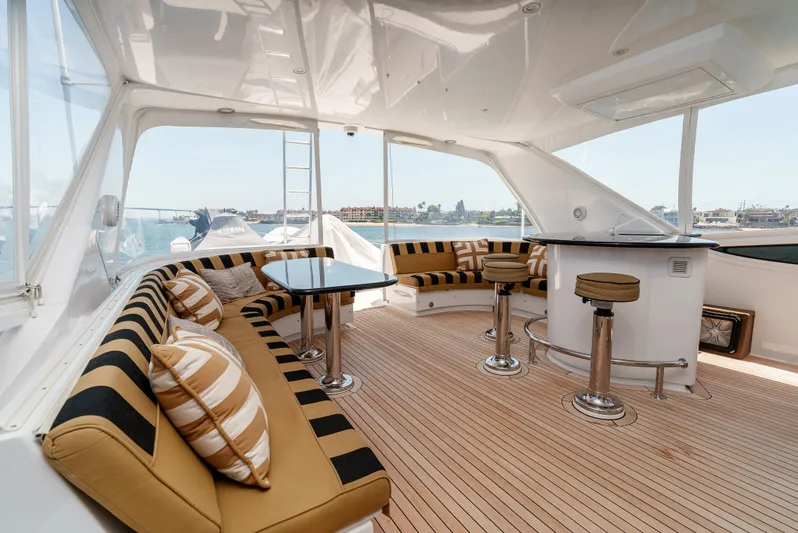 Miss Sealaneous Expense II Yacht Photos Pics Luxurious 2008 Hatteras 72 Motor Yacht interior with elegant seating and ocean view.