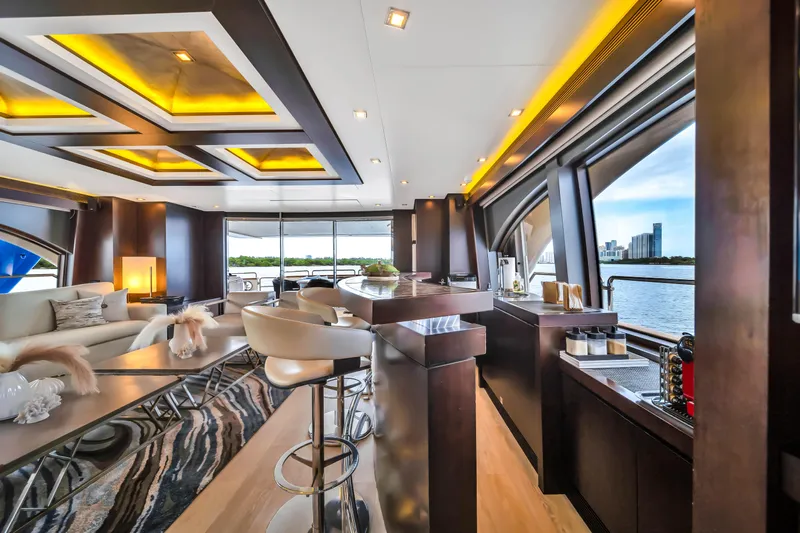  Yacht Photos Pics Luxurious interior of 2012 Azimut 116 yacht with modern design and waterfront view.