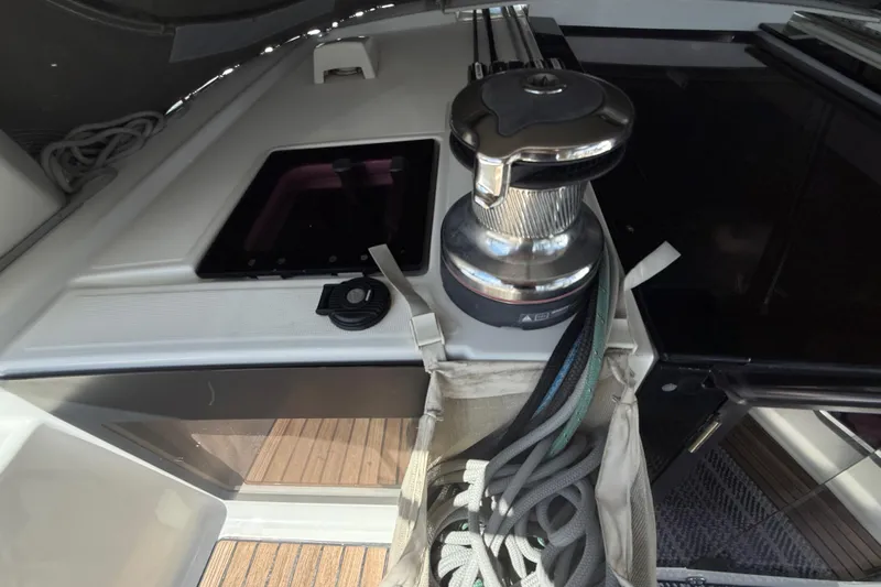 Wind Waker Yacht Photos Pics Beneteau Oceanis 41 sailboat deck with winch and ropes, 2013 model.