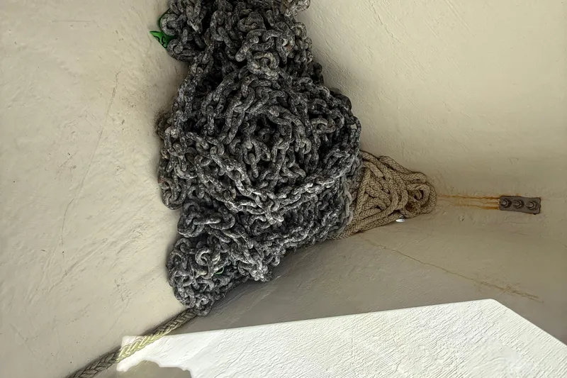 Wind Waker Yacht Photos Pics Anchor chain and rope in a 2013 Beneteau Oceanis 41 sailboat locker.