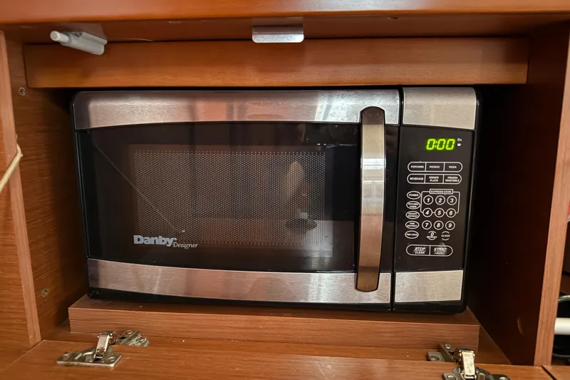 Wind Waker Yacht Photos Pics Built-in Danby Designer microwave in a 2013 Beneteau Oceanis 41 yacht kitchen.