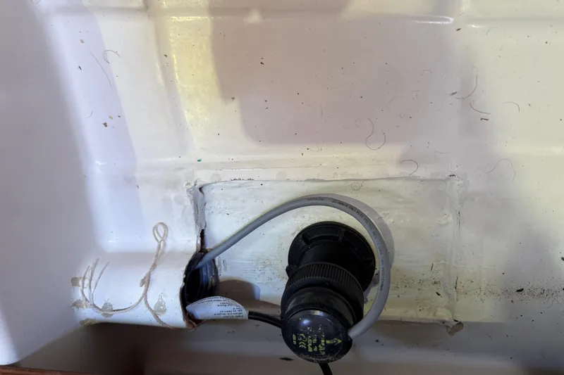 Wind Waker Yacht Photos Pics Interior view of a 2013 Beneteau Oceanis 41 boat showing a cable and fitting.