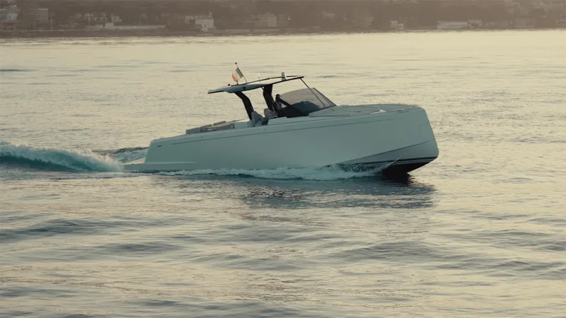 Mea Yacht Photos Pics 2022 Pardo Yachts 43 cruising on calm waters at sunset.