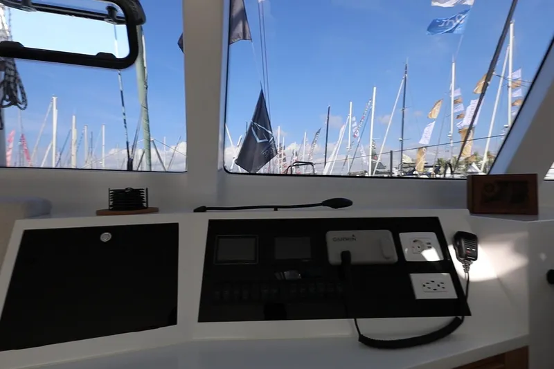 Lasai Yacht Photos Pics Interior view of Balance 442 yacht cockpit with navigation equipment, 2023 model.