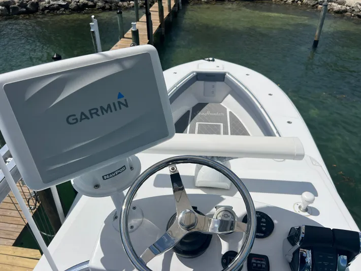  Yacht Photos Pics 2015 SeaHunter 41 Tournament boat with Garmin navigation system at the helm.