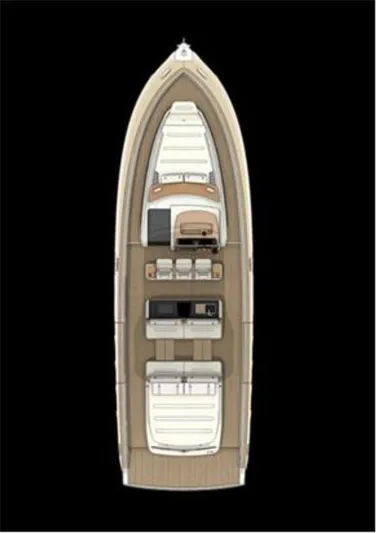  Yacht Photos Pics Top view of 2021 Invictus TT460 luxury yacht with sleek design and spacious deck.