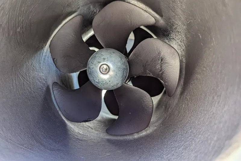 Fly Girl Yacht Photos Pics Close-up of a 2020 Fountaine Pajot MY 37 boat propeller.