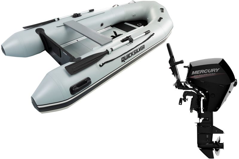 Quicksilver 3.65M Sport HD 365 PVC Grey Inflatable Dinghy Sib Boat 15HP