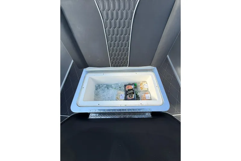  Yacht Photos Pics Cooler with ice and packaged food inside a 2006 Lazer 40 boat.