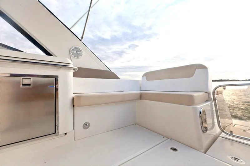 Sweet Melissa Yacht Photos Pics Manufacturer Provided Image: 2013 Sea Ray 370 Venture boat deck with seating and storage.