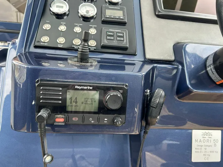 Quoq Yacht Photos Pics Control panel of a 2016 Maori 50 boat with Raymarine equipment.