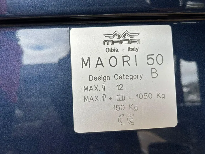 Quoq Yacht Photos Pics Plaque on Maori 50 boat, design category B, max 12 people, 1050 kg.
