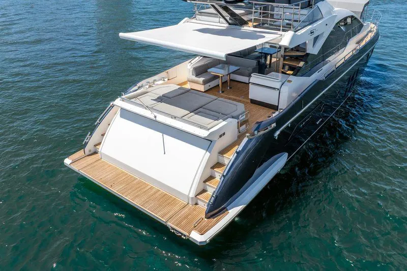  Yacht Photos Pics 2019 Azimut S7 yacht with spacious deck and modern design on the water.