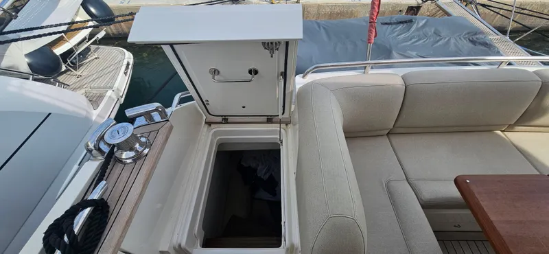  Yacht Photos Pics Luxury yacht seating area with open hatch, Princess 64 model, 2014.
