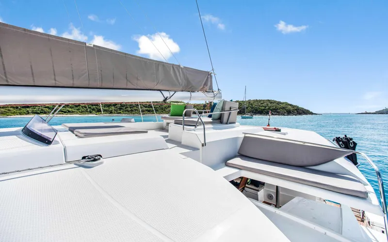 Endless Azul Yacht Photos Pics Luxurious 2013 Fountaine Pajot Sanya 57 catamaran on serene blue waters.