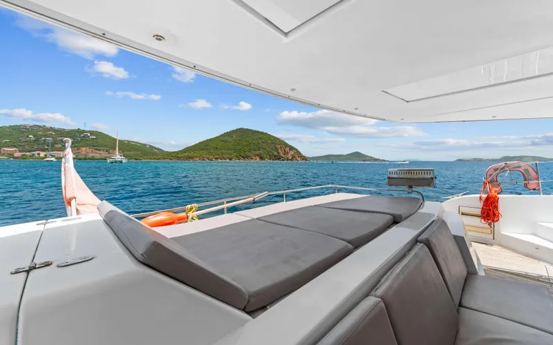 Endless Azul Yacht Photos Pics Luxury Fountaine Pajot Sanya 57 yacht deck with scenic ocean view, 2013 model.