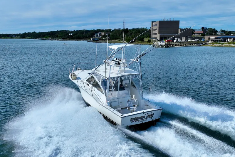 Barbara Ann Yacht Photos Pics 2001 Carolina Classic 35 Express boat cruising on a scenic waterway.