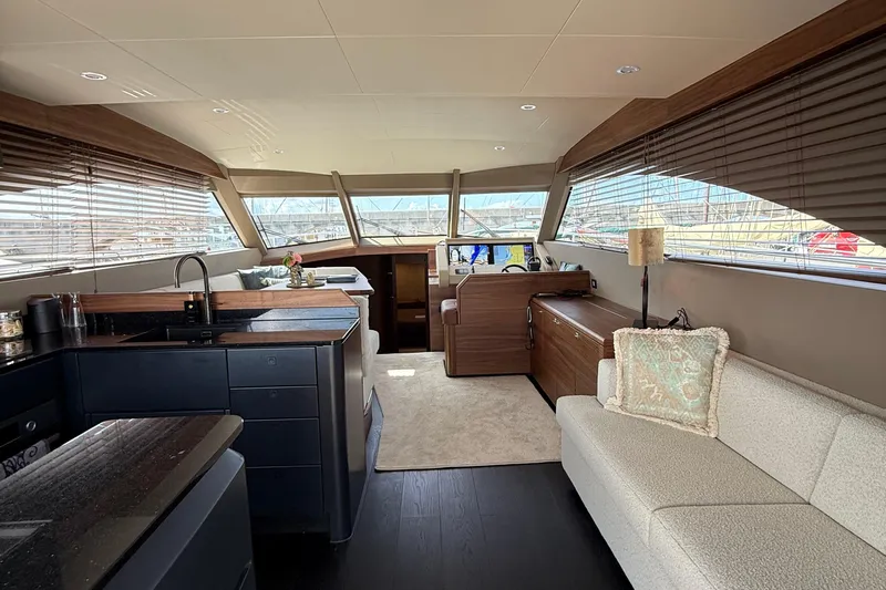  Yacht Photos Pics Luxurious interior of 2025 Van der Heijden Exclusive Deluxe 2000 Sportbridge yacht.