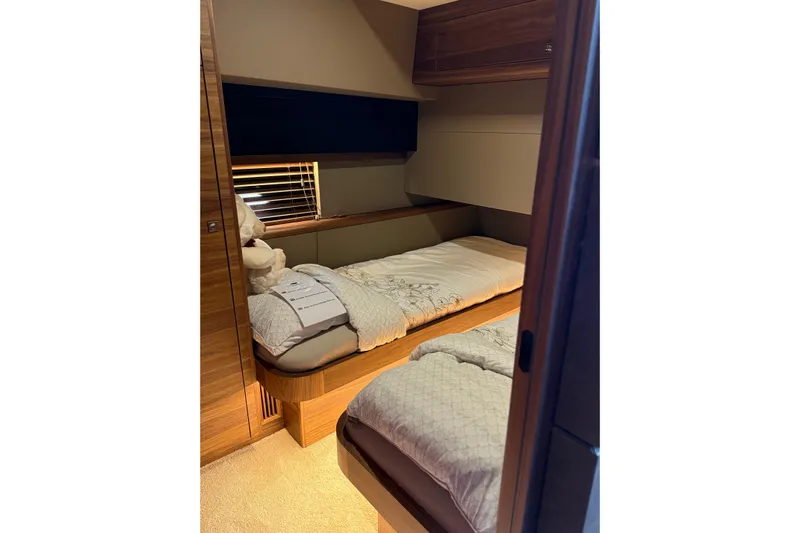  Yacht Photos Pics Luxurious cabin interior of 2025 Van der Heijden Exclusive Deluxe 2000 Sportbridge yacht.