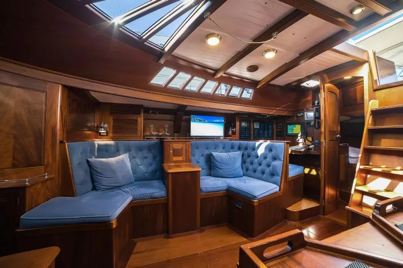 Spirit R74 Yacht Photos Pics Luxurious 2014 Spirit R74 yacht interior with plush seating and elegant wood finish.