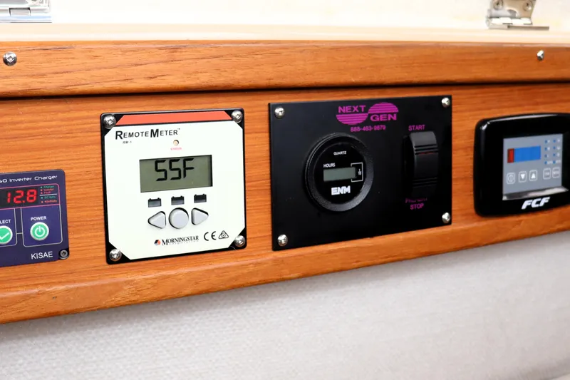 Knot Busy Yacht Photos Pics Control panel of 2017 Ranger Tugs R-29 CB with digital displays and meters.