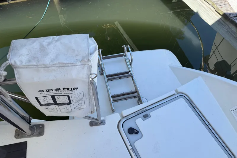 Selah Yacht Photos Pics Sailboat deck with Lifesling rescue system, Leopard 38, 2010 model.